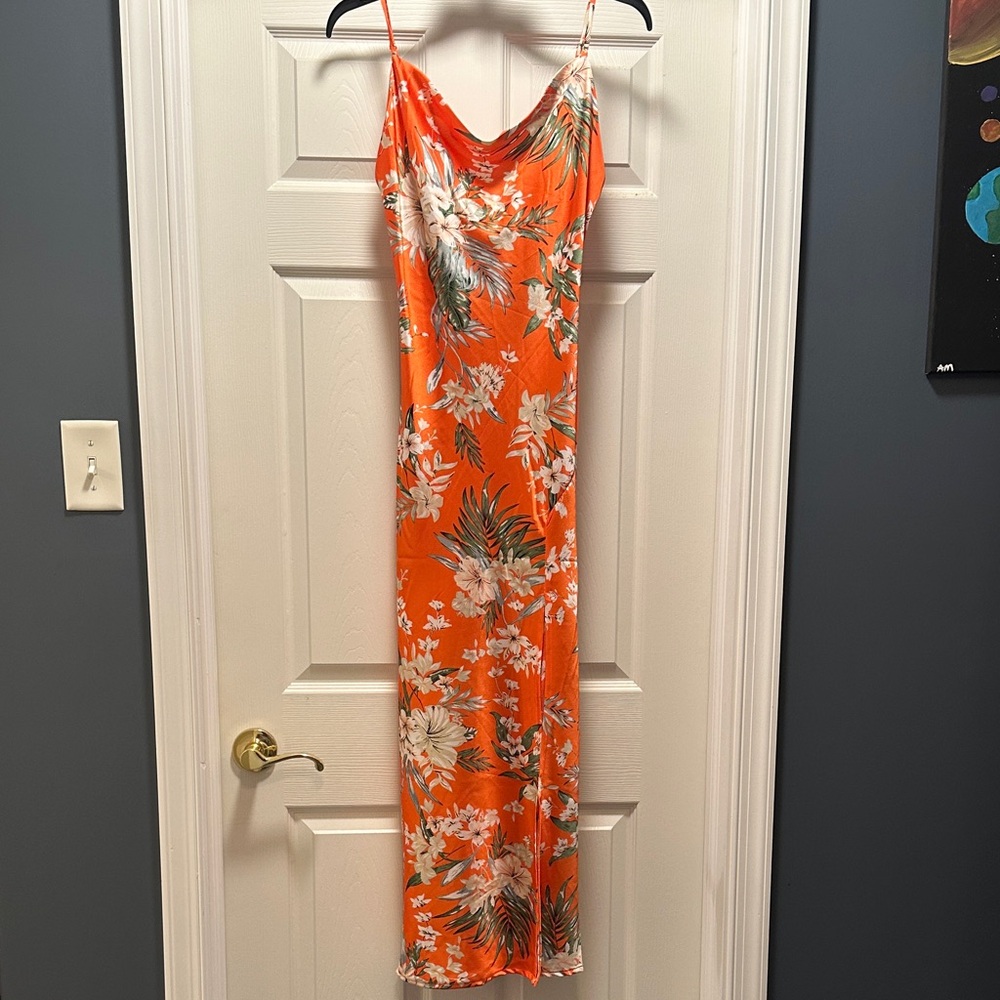 Orange Floral Slip Dress